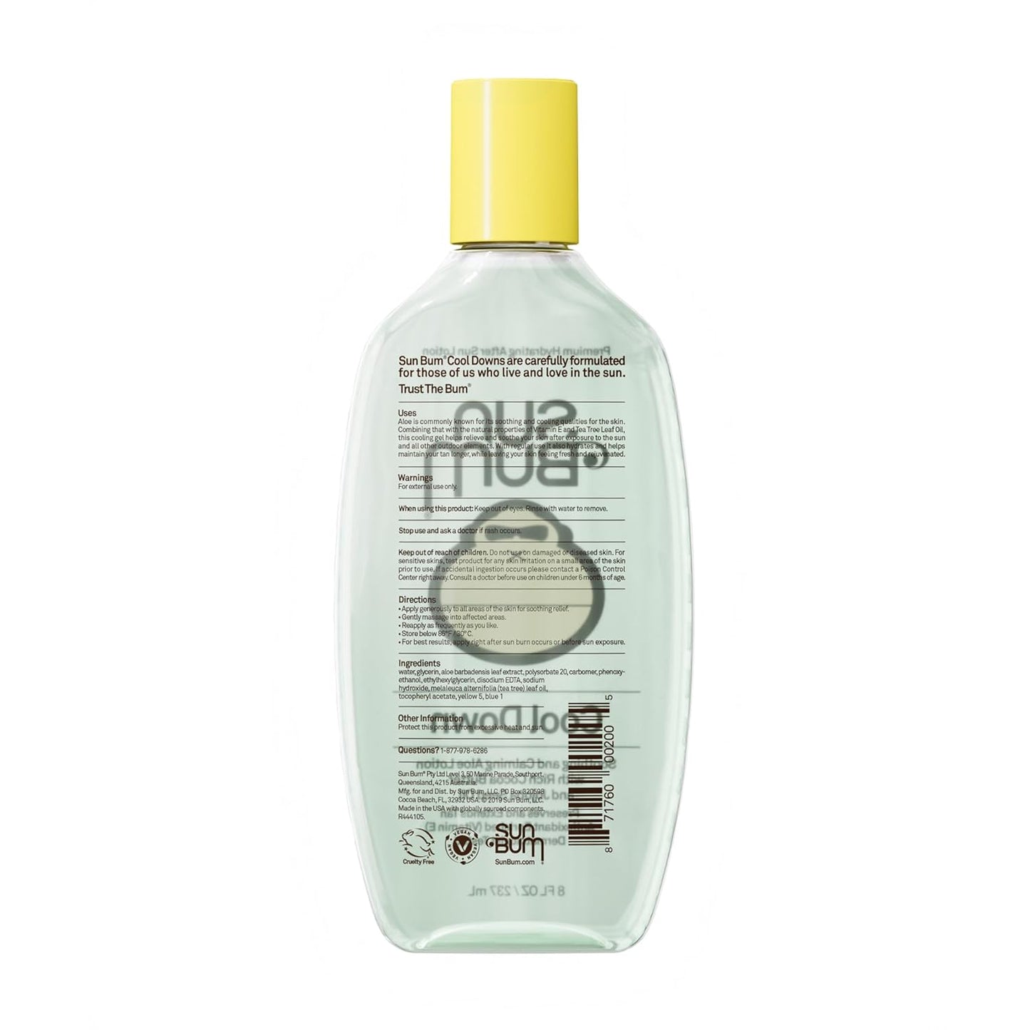 Sun Bum Cool Down Aloe Vera Gel - Vegan After Sun Care to Soothe and Hydrate Sunburn - 8 oz