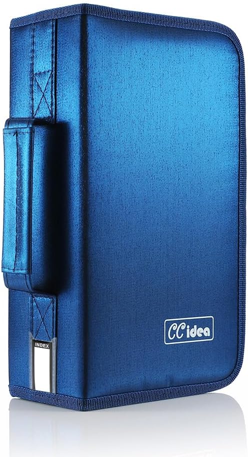 CCidea CD Case DVD Storage Holder, 128 Capacity DVD Cases Organizer CD Plastic Protective Carrying Binder,Portable Cd Wallet for Home Travel (Blue), 128-blue, L11 xW 6 x H3.5 INCH, Beauty Case