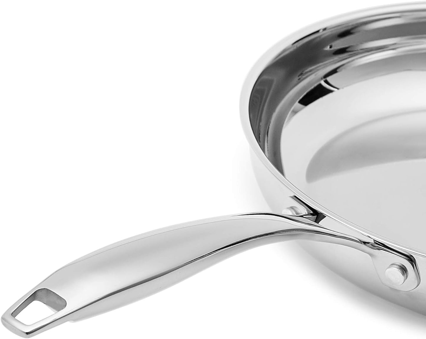Amazon Basics Stainless Steel Frying Pan Set, Induction Compatible Skillet, Oven Safe, Heat Distributes Evenly, 8-Inch & 10-Inch, 2-Piece
