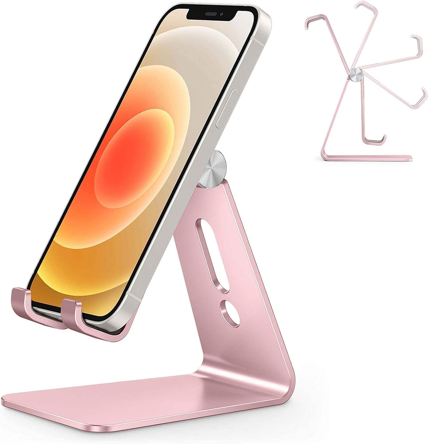 OMOTON Adjustable Cell Phone Stand, C2 Aluminum Desktop Phone Holder Dock Compatible with iPhone 15 14 13 Xs XR 8 Plus 7 6, Samsung Galaxy, Google Pixel, Android Phones, Navy Blue