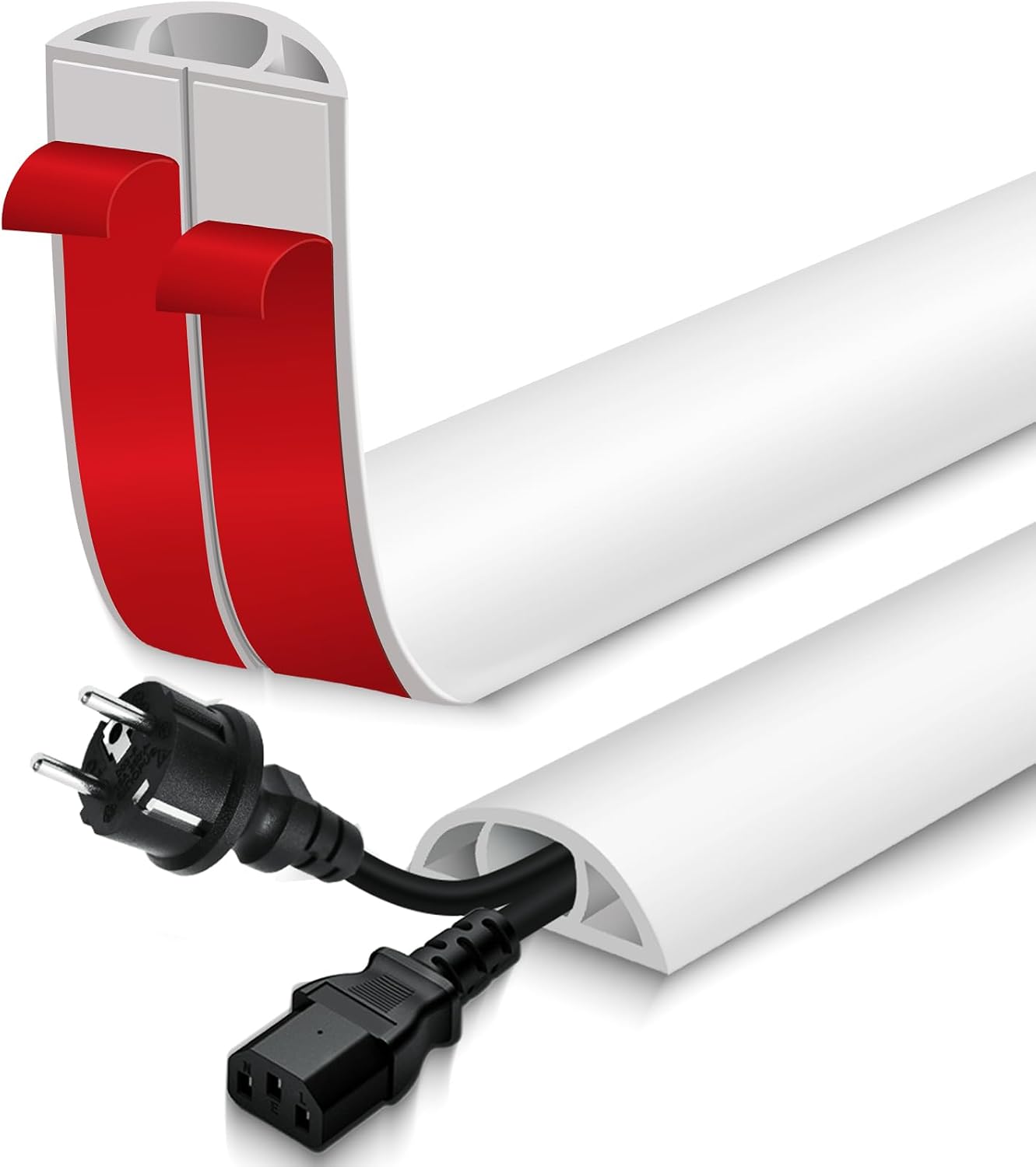 Floor Cord Cover for Wires on Floor Self Adhesive Cord Hider | Floor Cable Cover Floor Wire Covers for Cords Prevent Cable Trips, Cord Cavity W 0.59" x H 0.31", White, 20Ft