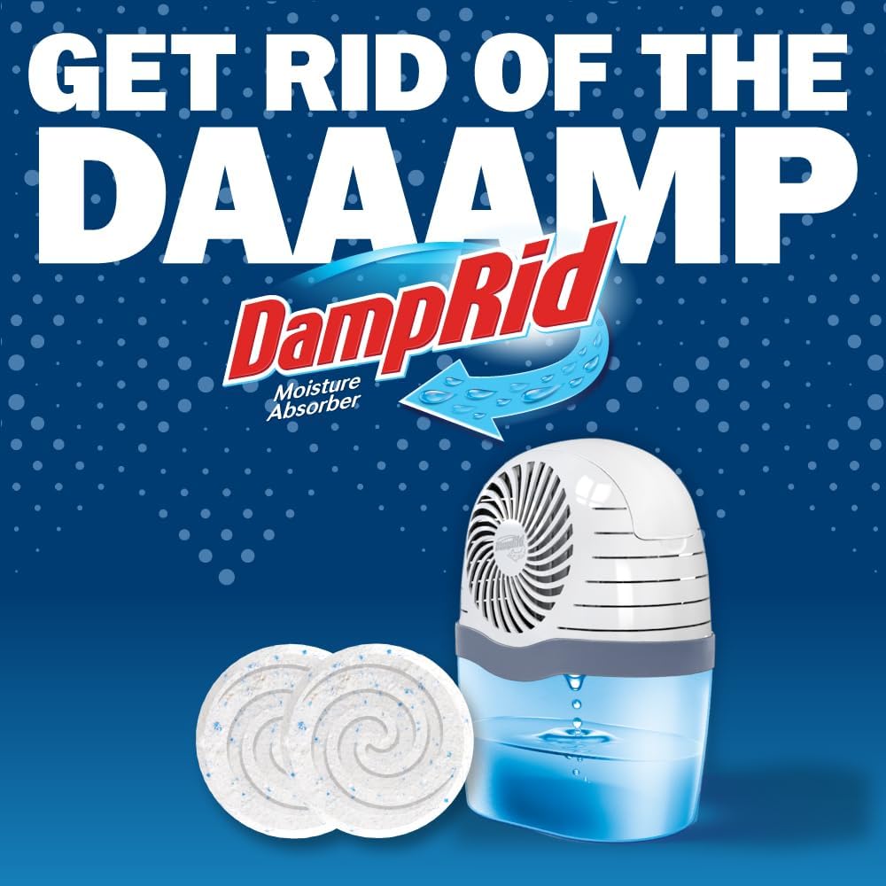 DampRid Reusable Moisture Absorber with 4 Drop-In Tablets, Fragrance Free, 15.8 oz., Attract and Trap Excess Moisture & Eliminate Musty Odors for Cleaner, Fresher Air