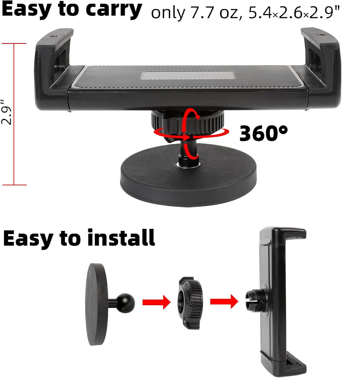 Magnetic Tablet Holder for iPad, 360° Rotation Heavy Duty Magnet Tablet Mount for Gym/Warehouse/Fridges/Metal Surface, Compatible with Devices from 4.7 to 13 inch Tablets & Phones
