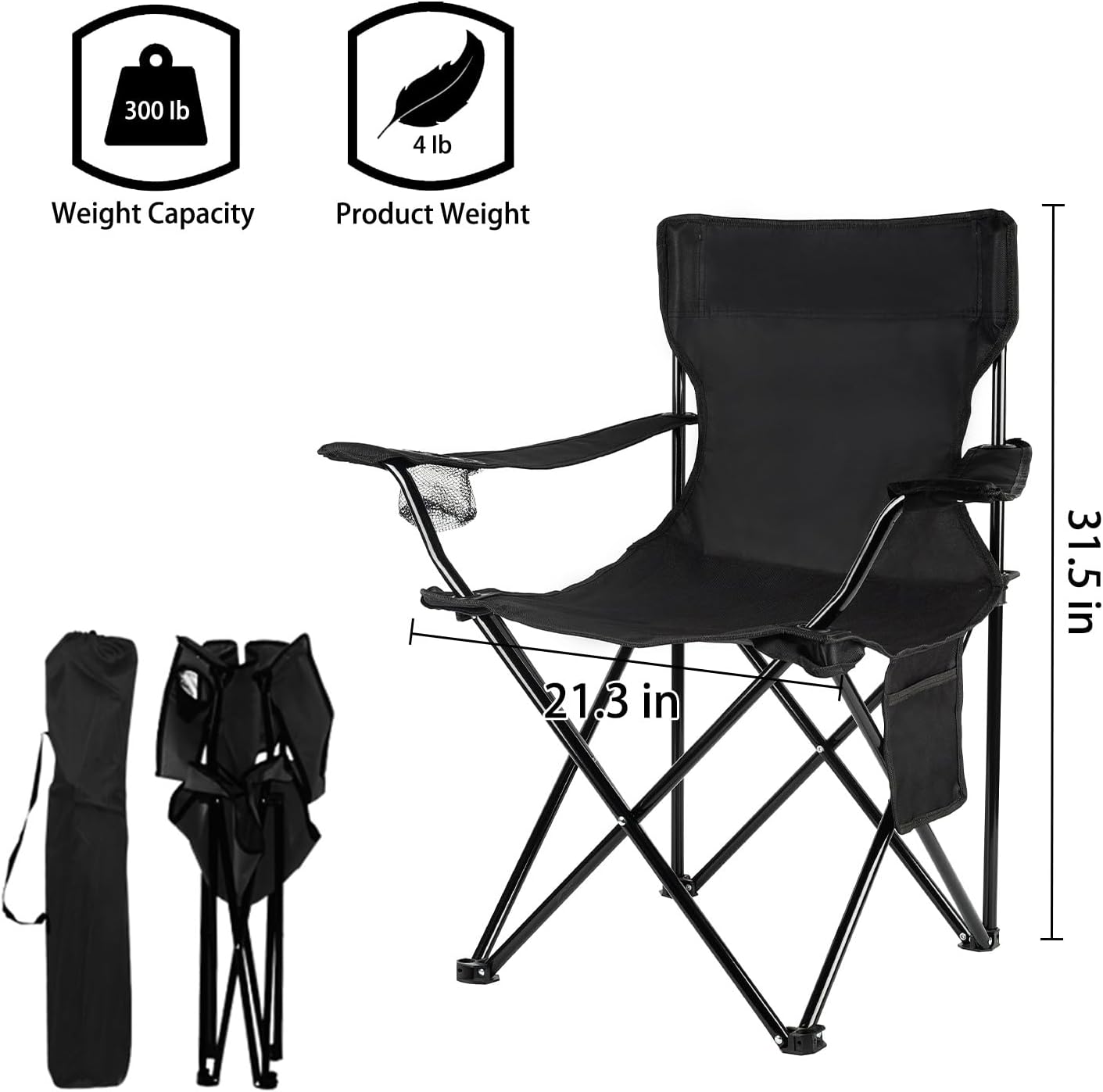 Damei century 4Pack Folding Camping Chairs, Portable for Beach, Lawn, Yard