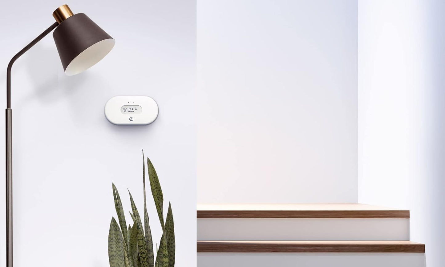 Airthings 2989 View Radon - Radon Monitor with Humidity & Temperature Detector - Battery Powered Mobile APP, WiFi, Alerts & Notifications