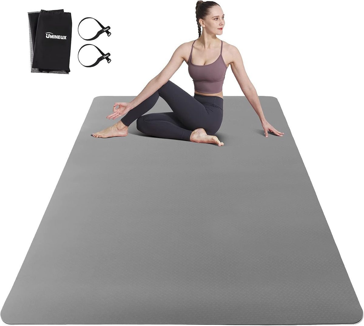 UMINEUX Large Yoga Mat for Men and Women 1/4 & 2/5 Inch Extra Thick TPE Fitness Mat for Home Gym Workout, Non-Slip, Eco Friendly Exercise Mat for Yoga, Pilates, Stretching, Meditation