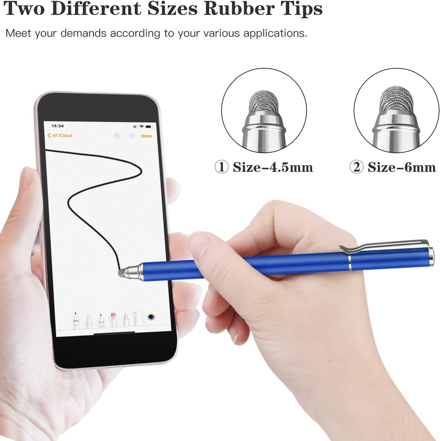 METRO Universal Stylus Pens for Touch Screens - High Sensitivity Capacitive Stylus Fiber Tips 2 in 1 Touch Screen Pen for iPad iPhone and All Other Tablets & Cell Phones (Black/Blue/Purple/Pink)