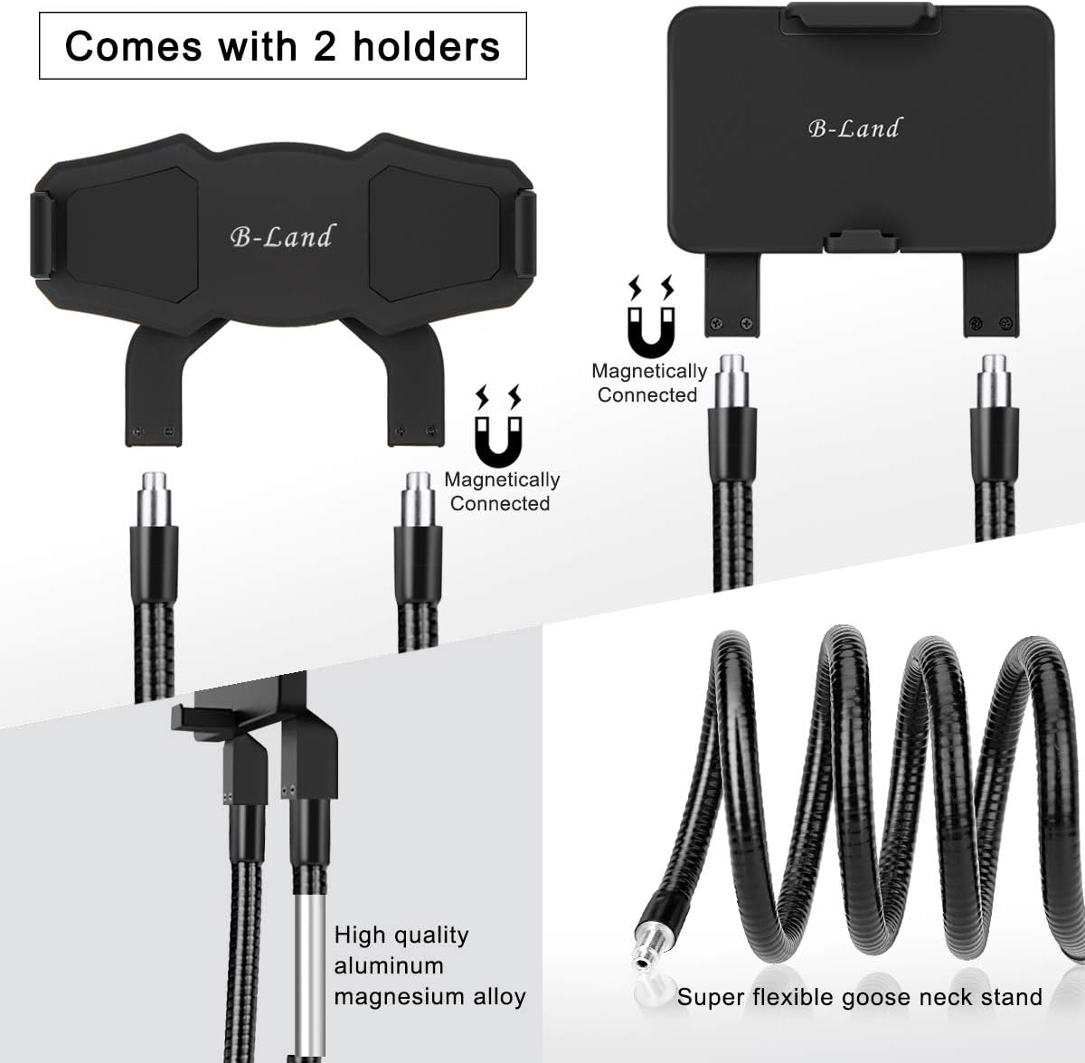 B-Land Cell Phone Holder, Tablet Holder iPad Stand Universal Phone Stand, Lazy Bracket, DIY Flexible Gooseneck Mounts with Multiple Function