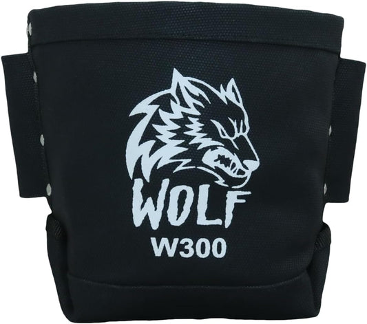 Wolf Black Canvas Tool Pouch, Tunnel Belt Loop, Bull Pin Loops & Bolt Bag Tote | Tradesman, Ironworker, Carpenter, 5’’x10’’x9’’