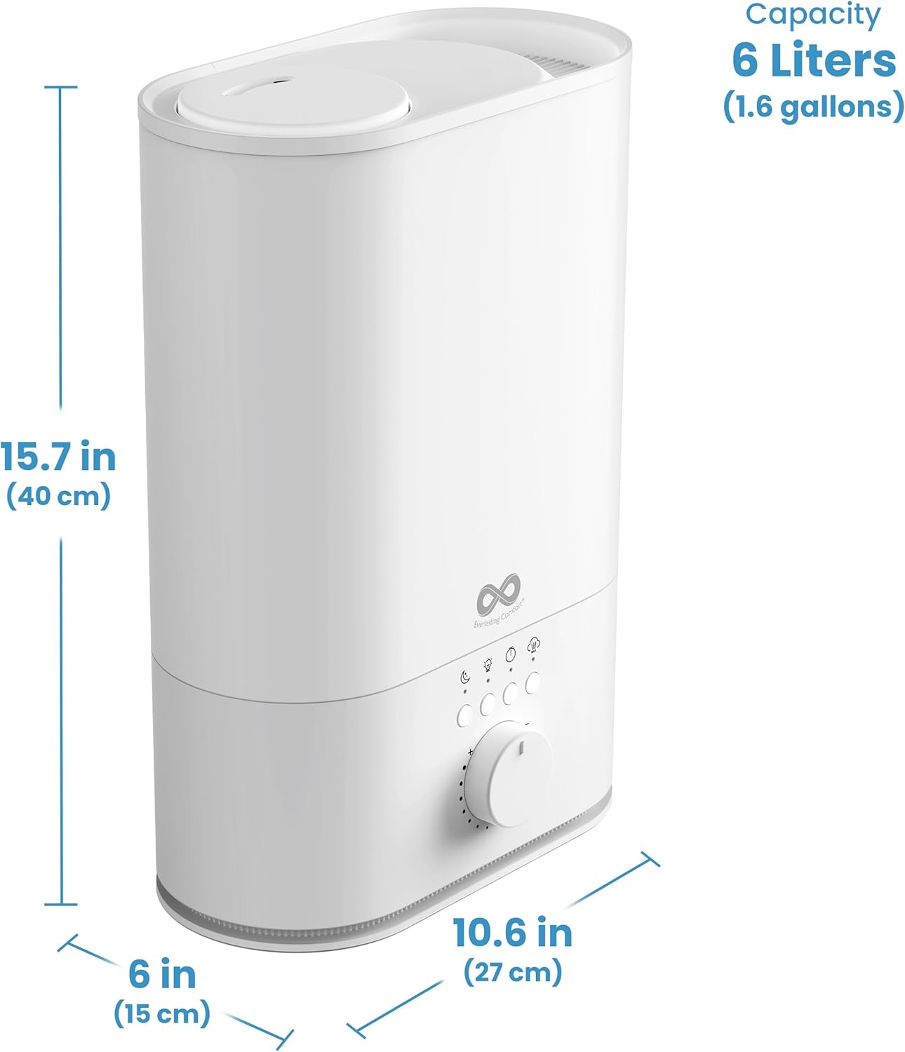 Everlasting Comfort 6L Humidifier Large Room, High Mist Output 60 HR Runtime Ultrasonic Top Fill Humidifiers for Bedroom, Easy to Use & Clean for Home, Baby Humidifier, Plants, Congestion, Indoor