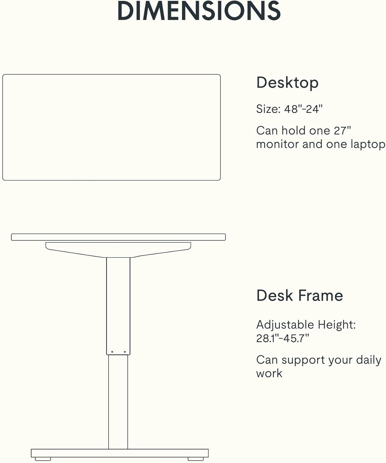 FLEXISPOT EN1 One-Piece Standing Desk, Electric Adjustable with 4 Memory Presets, 176 LBS Capacity, Stable & Quiet, Seamless Desktop for Home Office & Dual Monitors, 48"x24" Maple
