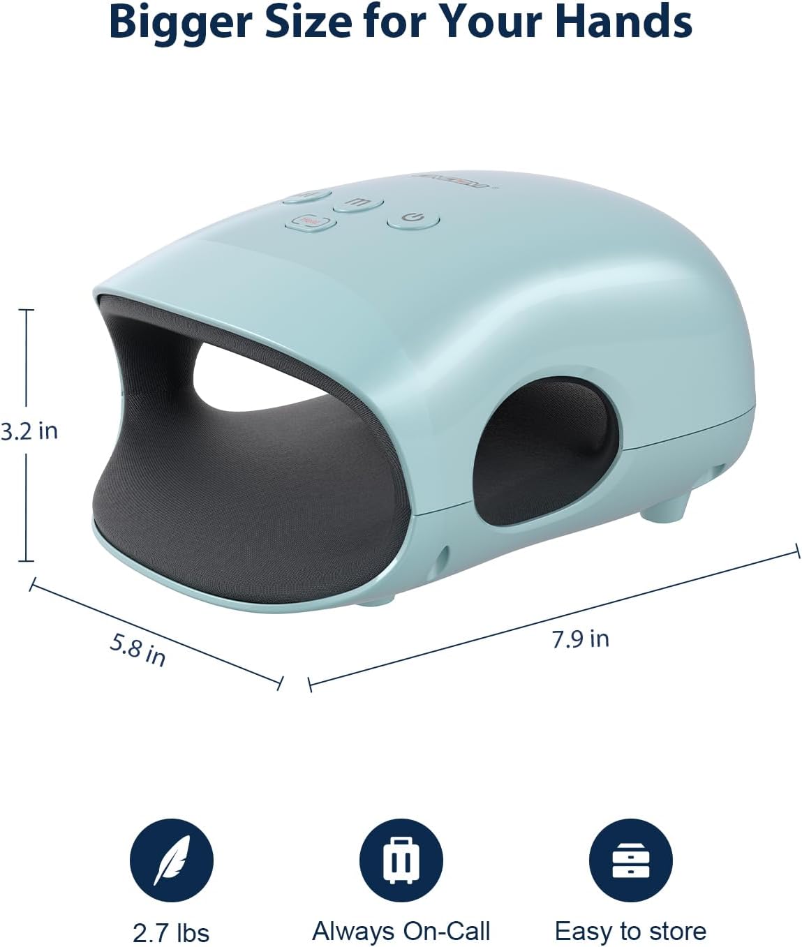 CINCOM Cordless Hand Massager with Heat and Compression, Blue