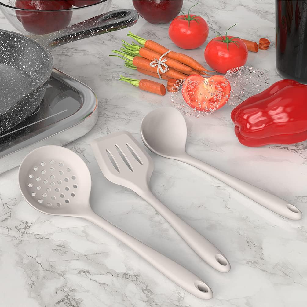 AOTHOD Silicone Cooking Utensils Set - 446°F Heat Resistant Kitchen Utensils,Turner Tongs,Spatula,Spoon,Brush,Whisk,Kitchen Utensil Gadgets Tools Set for Nonstick Cookware,Dishwasher Safe (BPA Free)