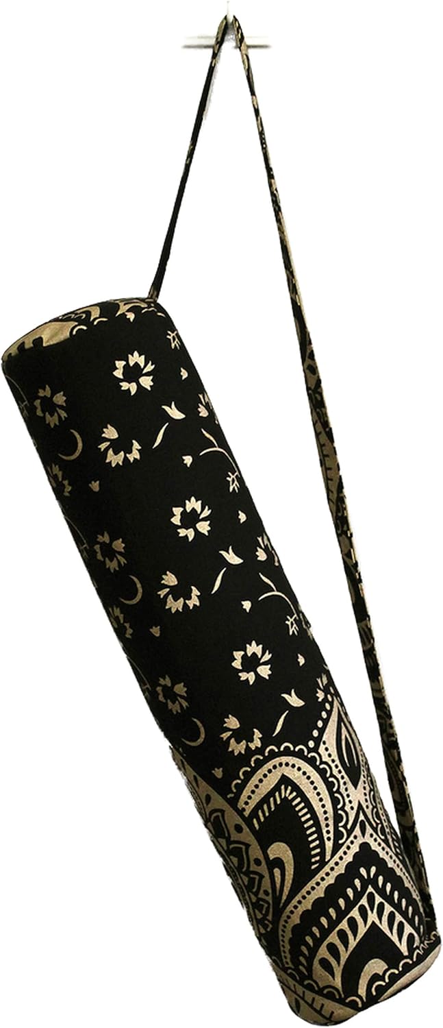 ICC Black Gold Mandala Full-Zip Exercise Yoga Mat Carry Bag Gym Beach Pilates Carrier Bags Hippie Mandala Indian Cotton Bag