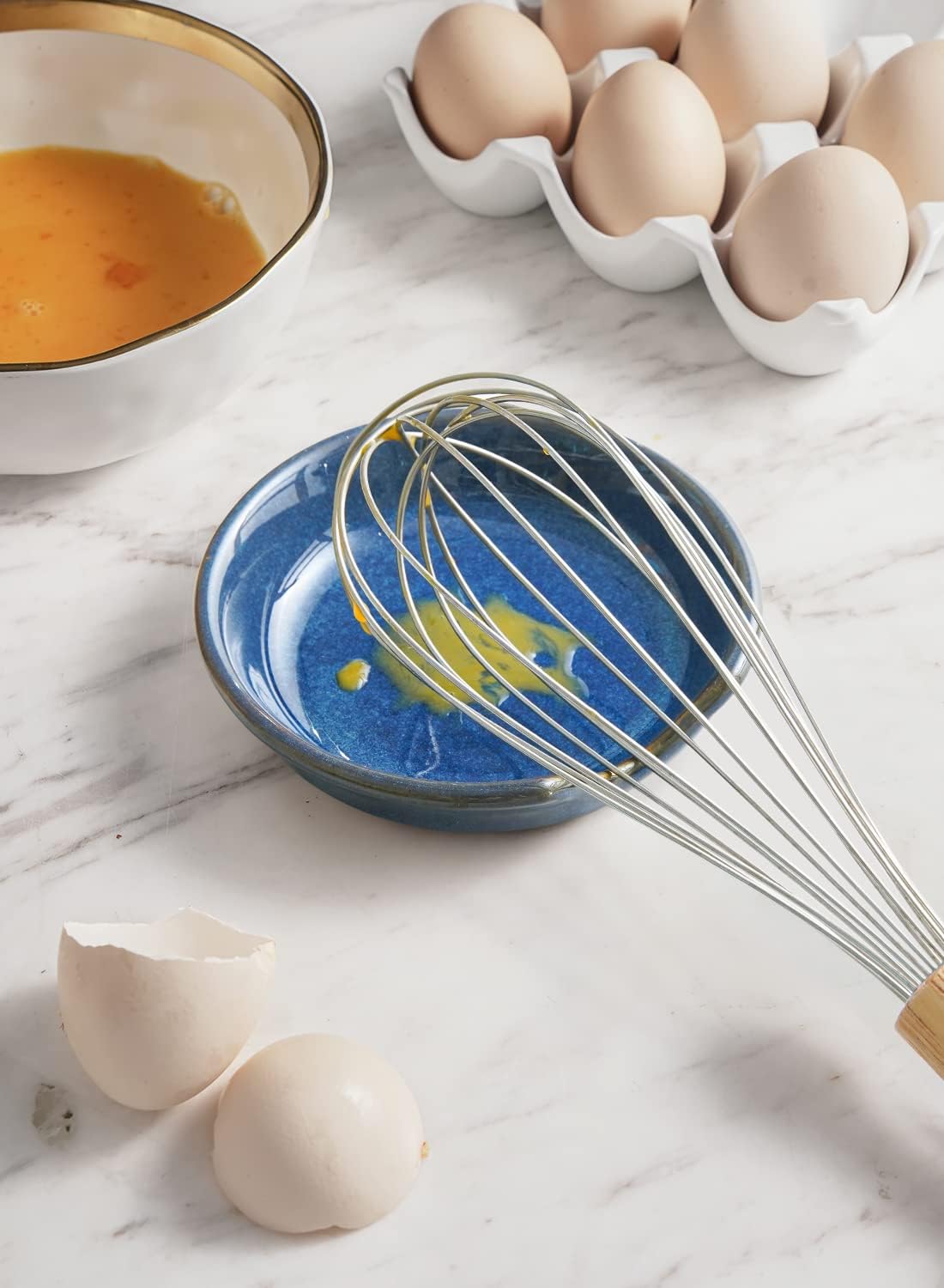 LE TAUCI Ceramic Spoon Rest for kitchen, 4.8 Inches Spoon Holder for Stove Top, Coffee Spoon Rest, Spoon Cradle, Kitchen Basics, Kitchen Accessories For Utensils, Set of 4, Ceylon blue