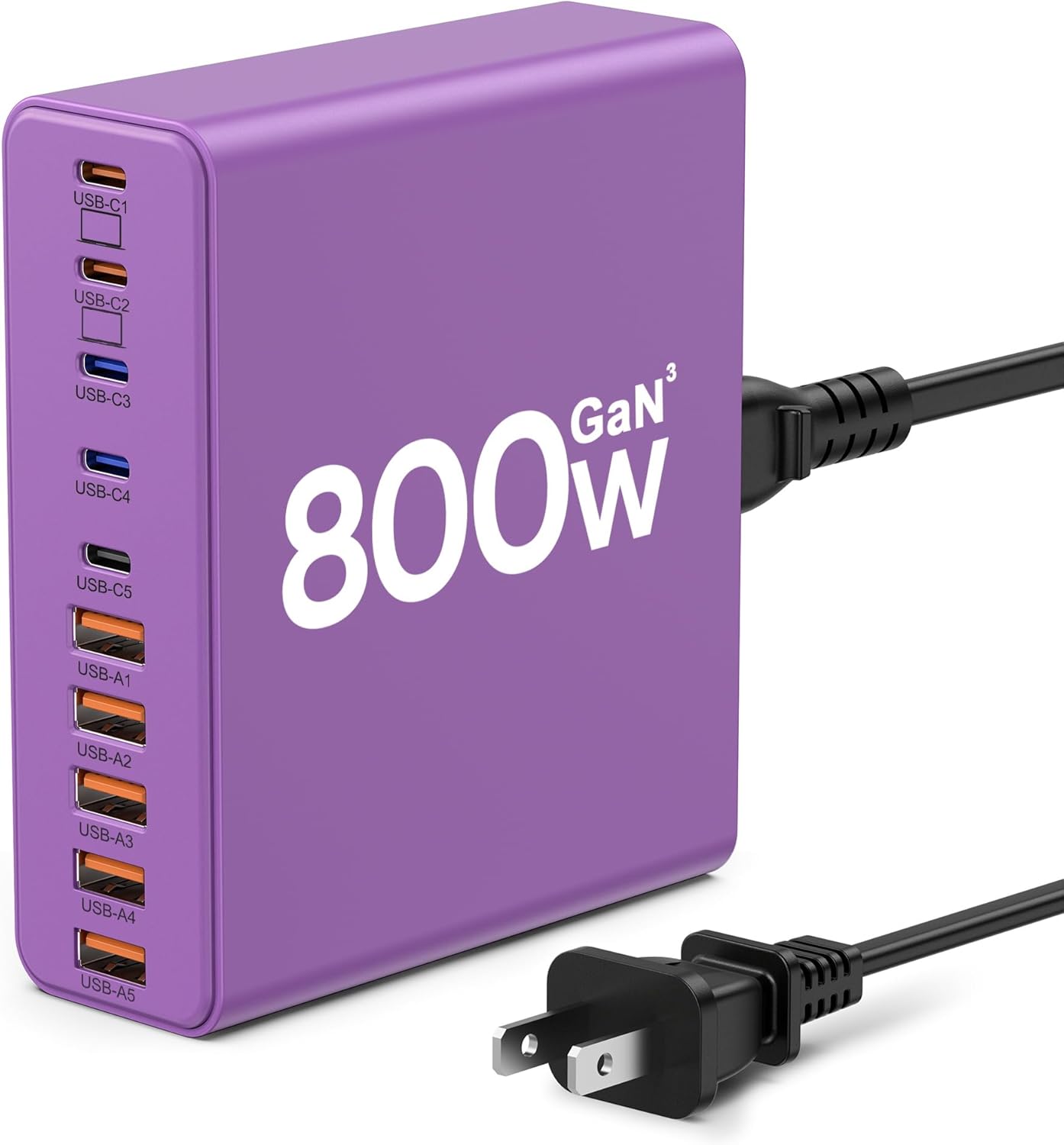 800W USB C Charger Block,10-Port Charging Station | Aexhend GaN Fast Charging Type C & USB A Wall Charger Adapter for MacBook Pro/Air,iPhone,iPad,Dell XPS,Samsung Galaxy(Blue)