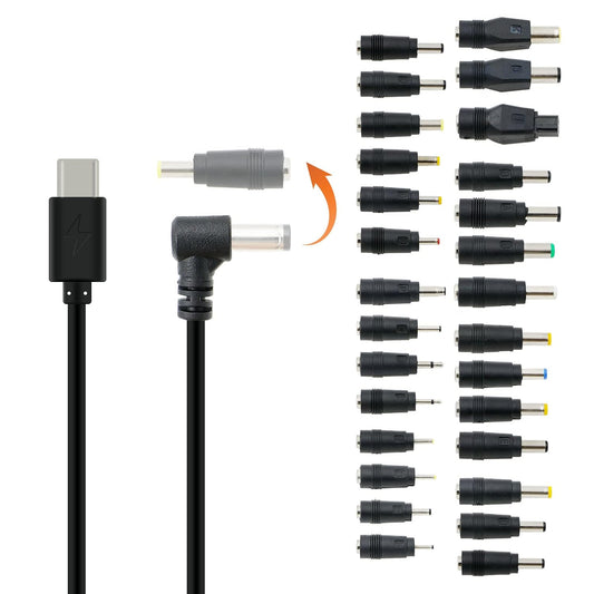 28Pcs Universal Power Adapter Kits 12V PD USB C Type C to DC Power Cable for PD Power Bank for KiPRO LCD Monitors 12V Devices, 70.8inches/1.8m