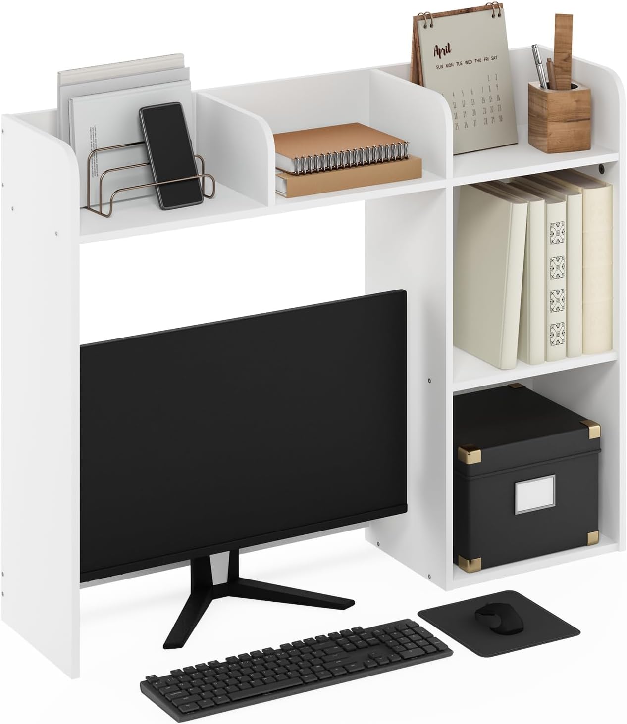 Furinno GO GREEN Desk, 31.5" Wide Gaming Desk with 2 Side Shelves and Storage Bins, Computer Desk, Office Desk for Home Office, Study Room, Dorm, Bedroom, Black