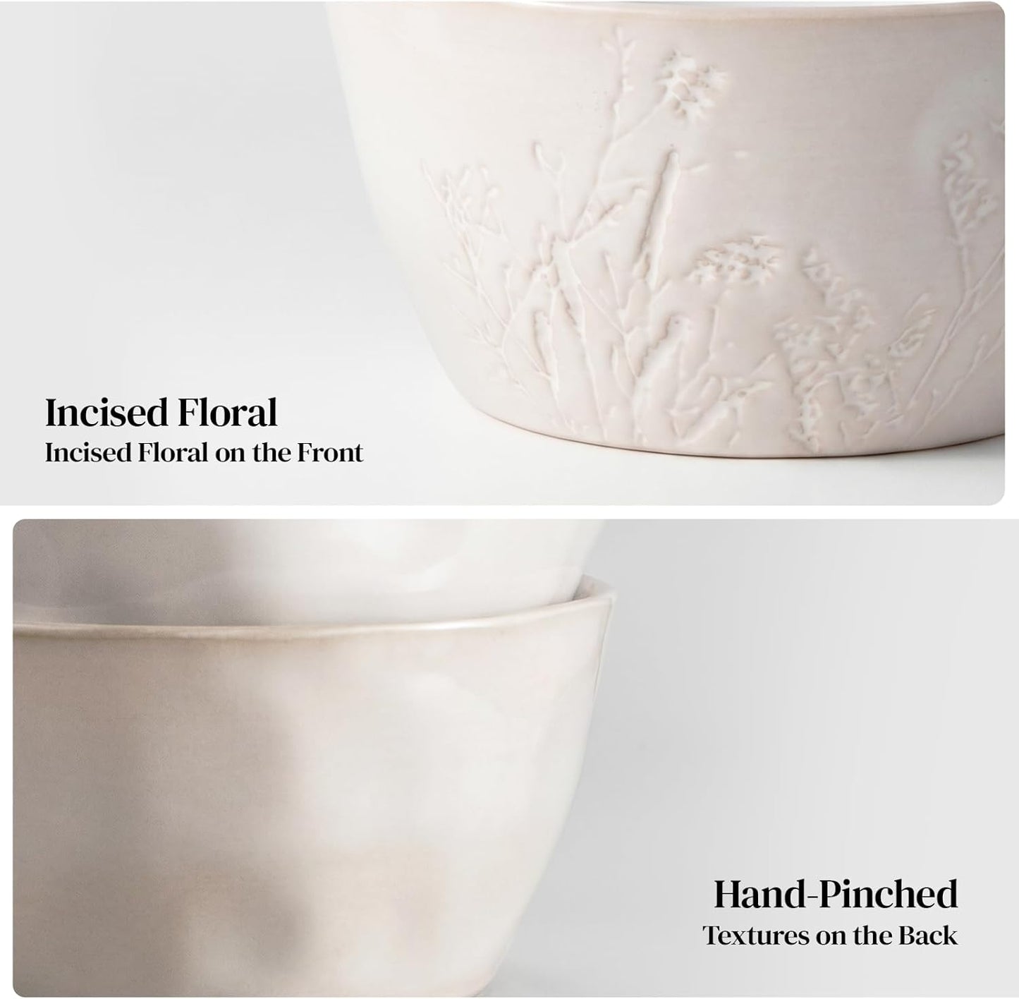 DOWAN 32 OZ Ceramic Bowls Set of 4 – Large Soup Bowls for Cereal, Ramen, Pho, Pasta & Salad Bowls – Stackable, Microwave & Dishwasher Safe – Wedding & Housewarming Gift