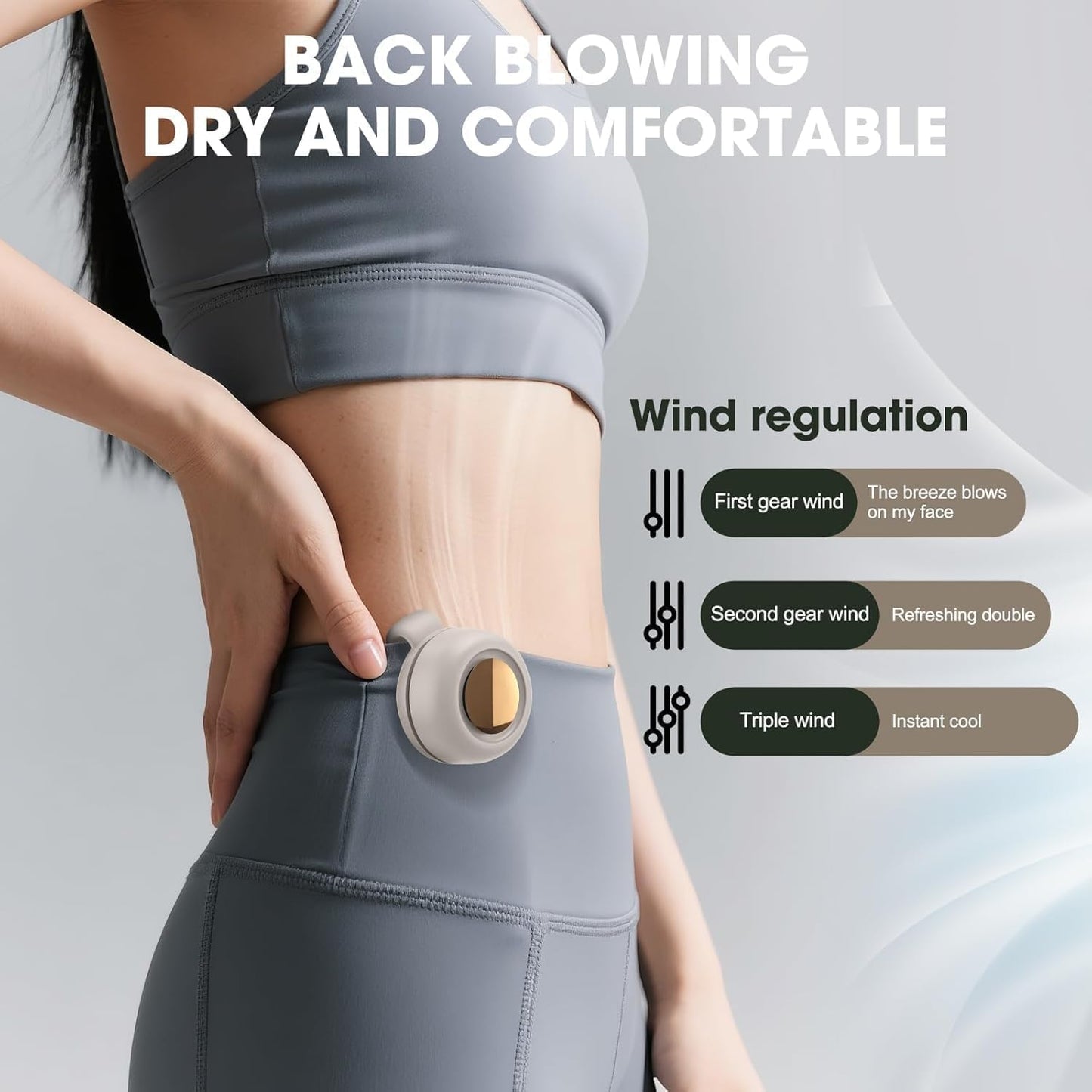 Portable Silent Bladeless Mini Fan, Portable Mini Clip On Fan for Shirt & Waist, Adjustable 3 Speeds Rechargeable Hands-Free, for Outdoor & Travel & Office, Travel Accessories - Ideal Gift