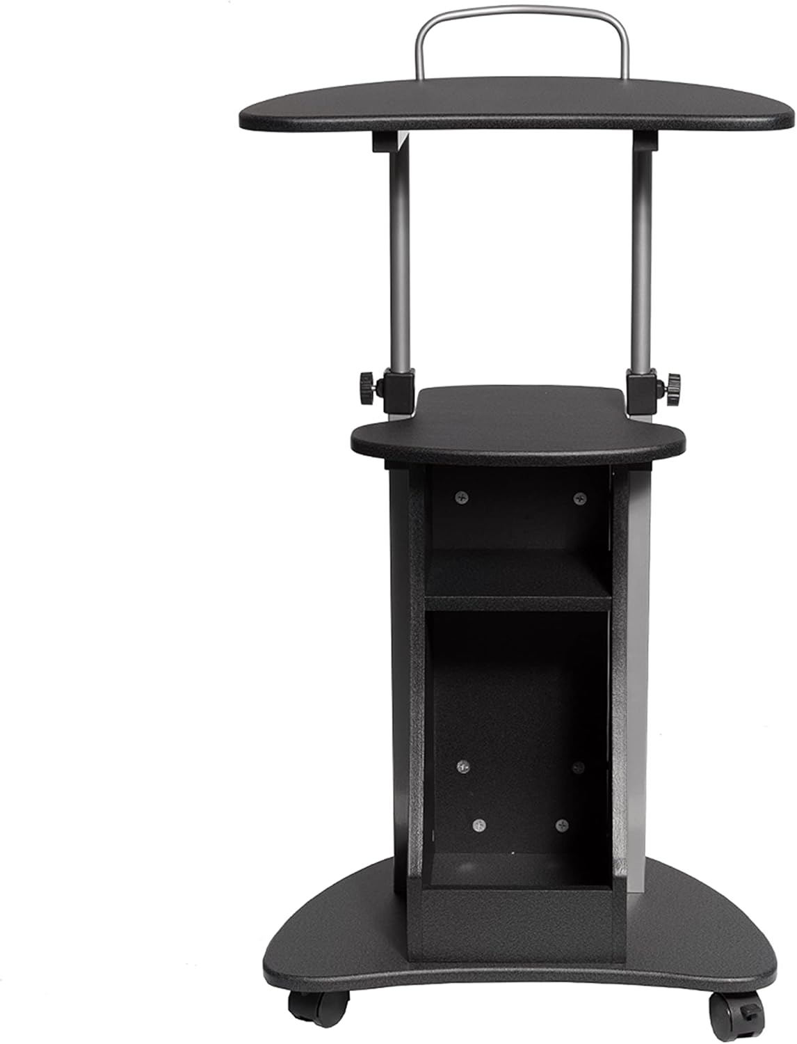 Techni Mobili Sit-to-Stand Rolling Adjustable Height Laptop Cart with Storage, Graphite, 22 x 16 x 46