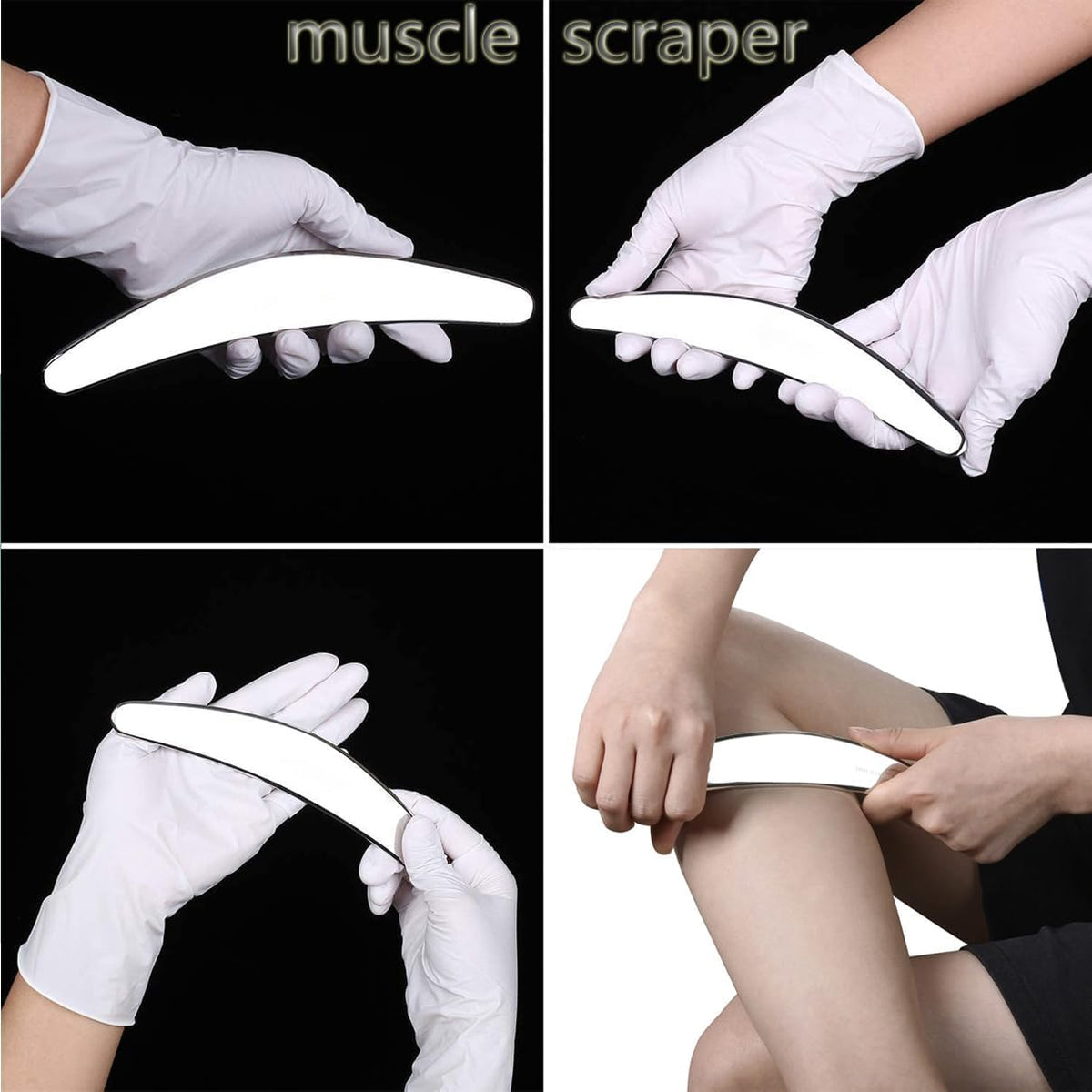 5 in 1 Stainless Steel Muscle Scraper Gua Sha Massage Tool Set, Scraping Tool Physical Therapy with Storage Case, Soft Tissue and Myofascial Release