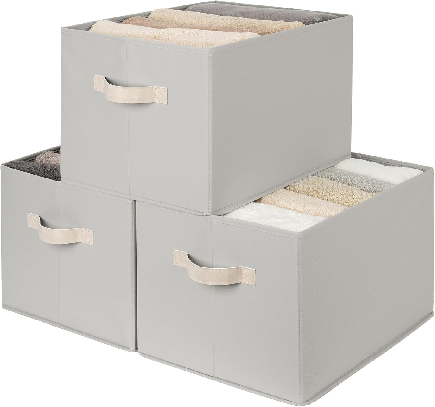 StorageWorks Storage Baskets for Shelves, Light Gray, Extra Large, 3-Pack | Closet Storage Bins, Fabric Storage Bins, Closet Organization and Storage Baskets, Organizer Bins for Clothes