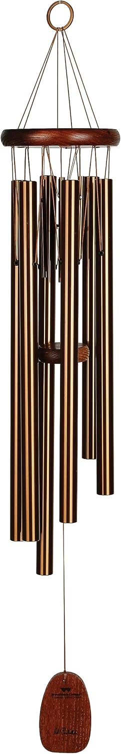 Woodstock Wind Chimes Pachelbel's Canon in D, Silver Aluminum Tubes, Medium 32 - Inch, Deep Toned Windchime for Outdoor Decor for Garden, Patio, Porch