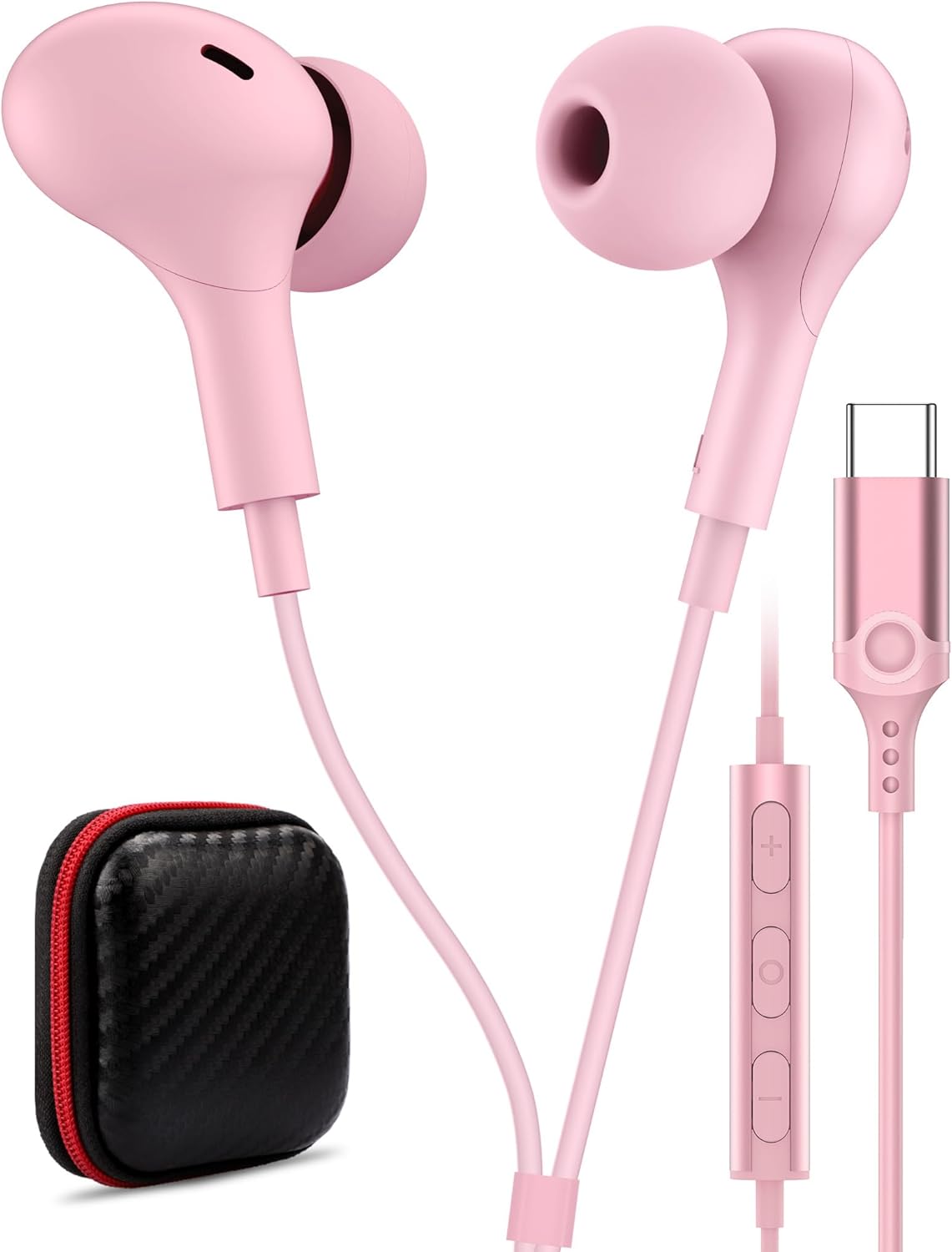 USB C Headphone for Samsung S26 S25 FE S24 A16 A17 Wired Earbuds Magnetic in-Ear Type C Earphone with Microphone Volume Control Bass Stereo Noise Canceling for iPhone 17 Pro Max 16 16e 15 Pixel 10a 9a