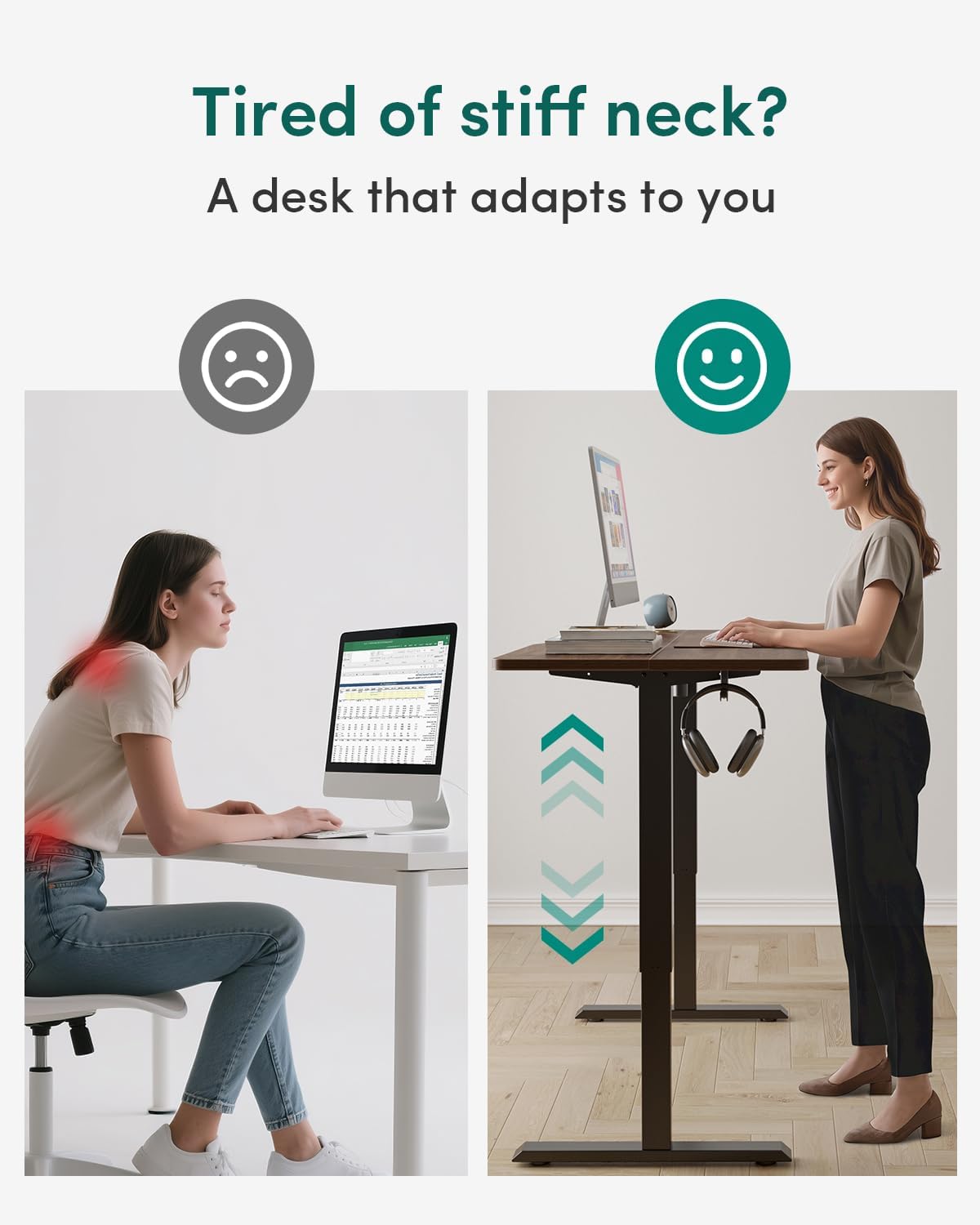 CubiCubi 55 x 28 Large Standing Desk, Height Adjustable Electric Computer Desk, 28" Deep Desktop, Sit Stand up Home Office Workstations with 4 Preset Heights, Black Walnut