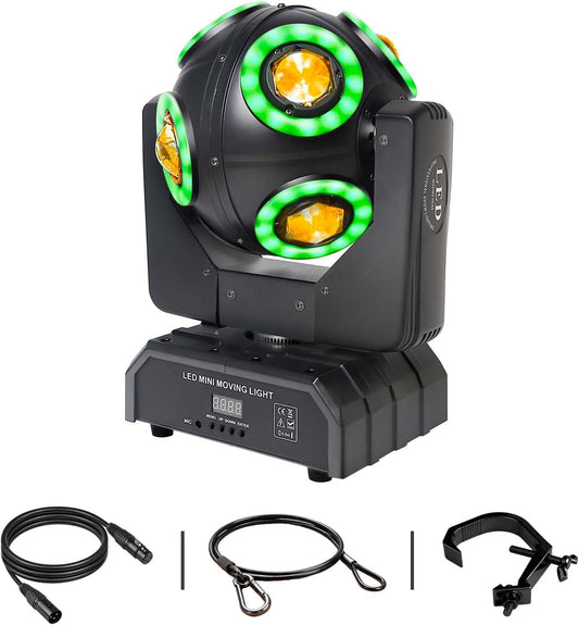 Moving Head Light,Led RGBW 4in1 Beam Effect Ball, DJ Lights with Sound Activated for Wedding DJ Party and Live House