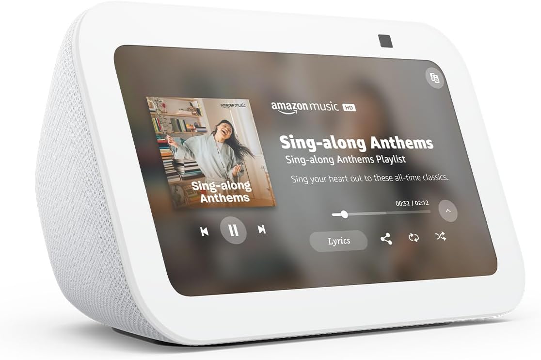 Amazon Echo Show 5 (newest model), Smart display, Designed for Alexa+, 2x the bass and clearer sound, Glacier White