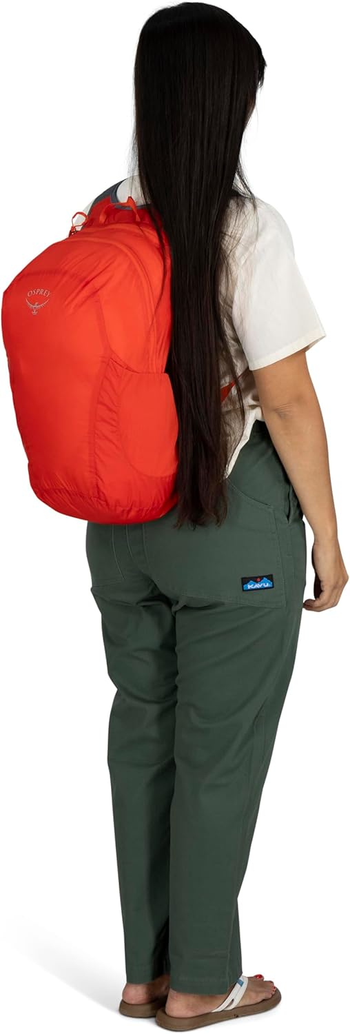 Osprey Ultralight Collapsible Stuff Pack - Lightweight, Packable Travel Backpack — Extra Bag For Travel and Every Day — 18 L Capacity Daypack to Expand Luggage, Mars Orange