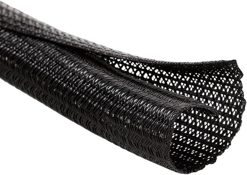 MGI SpeedWare Braided Split-Sleeve White Wire Loom for High-Temperature Automotive Harness and Home Cable Management 25 feet (1/4")