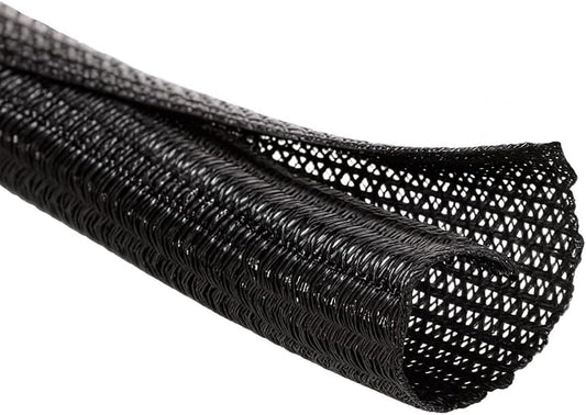 MGI SpeedWare Braided Split-Sleeve Wire Loom for High-Temperature Automotive Harness and Home Cable Management 25 feet (1/4")