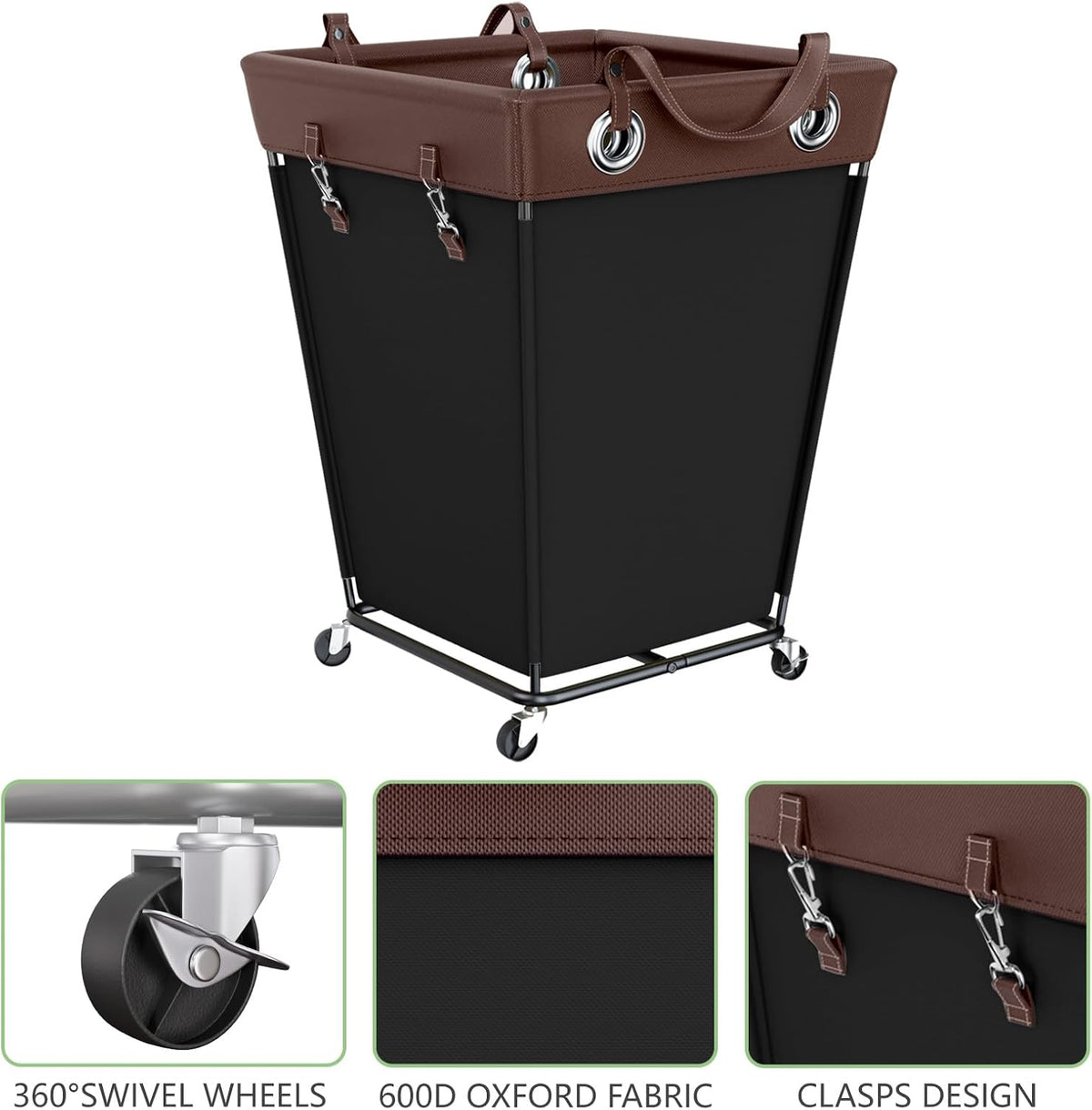 HILIUS Laundry Hamper with Wheels 210L Large Hamper Rolling Laundry Basket