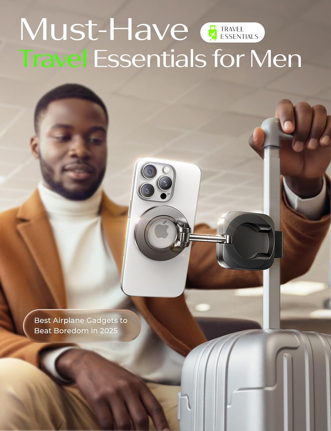 LISEN Airplane Travel Essentials for Women Men Phone Holder for Desk Cruise Vacation Essentials 2026 MagSafe Travel Size Accessories Flying Long Flight Airplane Gadgets Men Father Gifts