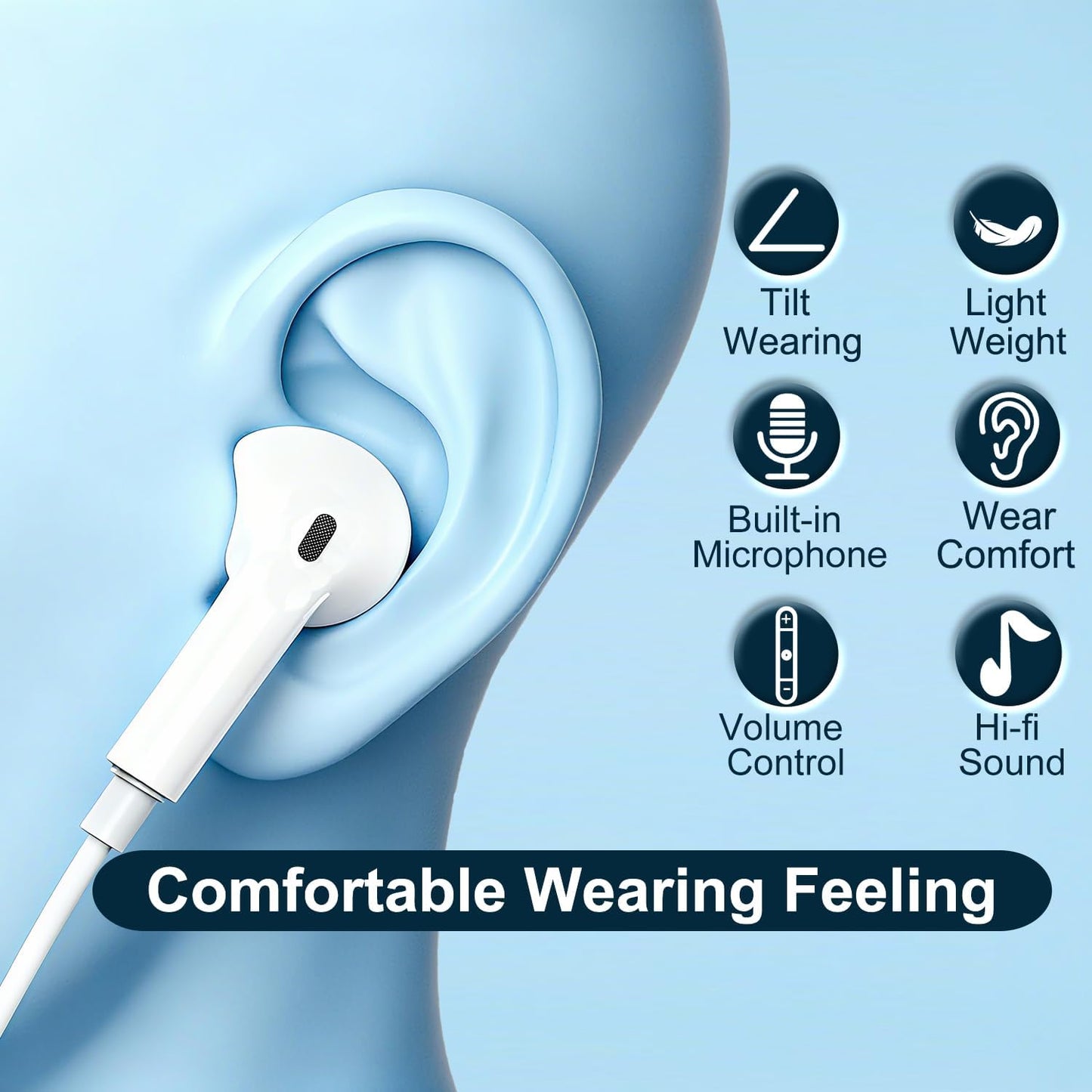 2 Pack-USB C Headphones for iPhone 17/16/15 Pro Max,Type C Earbuds Wired Earphones with Mic & Remote Control Noise Cancelling for iPhone 17/16/15 Plus/Air/Pro, iPad Pro, Galaxy S25/S24/S23/S22,Note 20