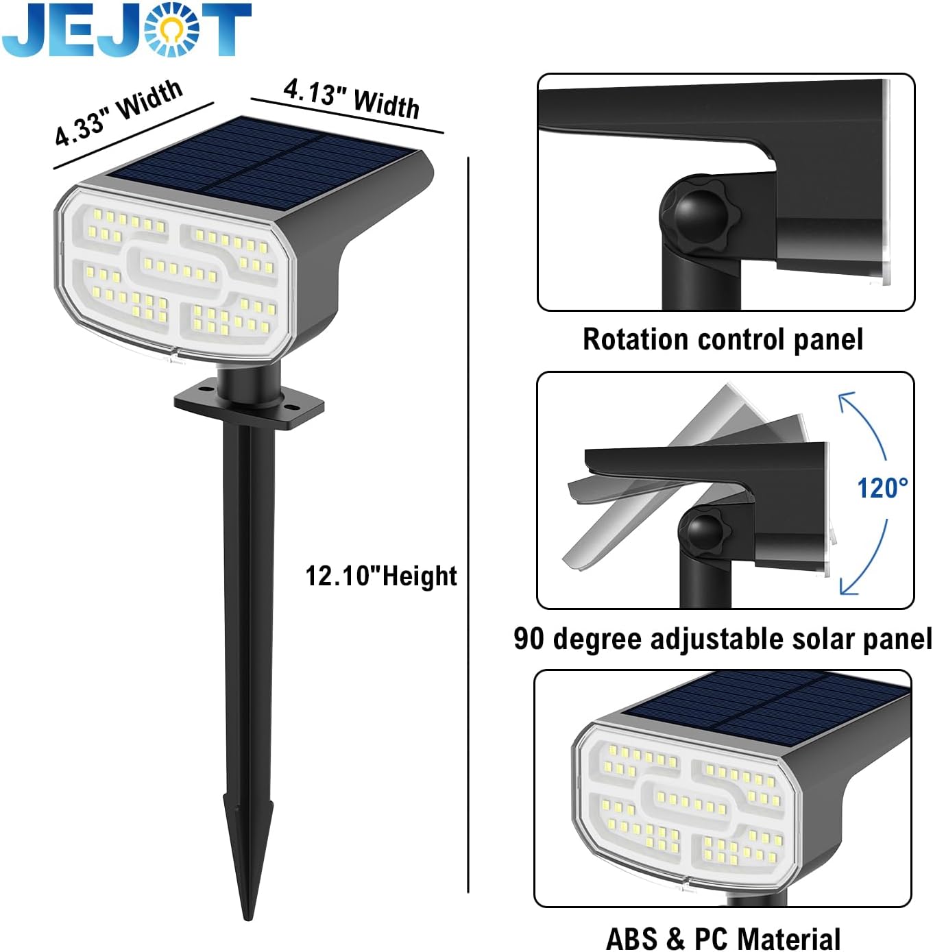 JEJOT Color Changing Solar Spot Lights Outdoor Waterproof IP65,8 Lighting Modes Multicolor RGB Christmas Spotlight for Porches Yard Gardens Landscape Deconrations-4 Pack
