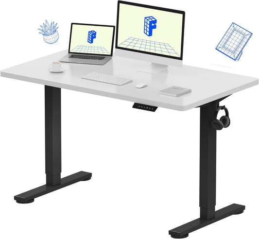 FLEXISPOT EN1 One-Piece Standing Desk, Electric Adjustable with 4 Memory Presets, 176 LBS Capacity, Stable & Quiet, Seamless Desktop for Home Office & Dual Monitors, 48"x24" White