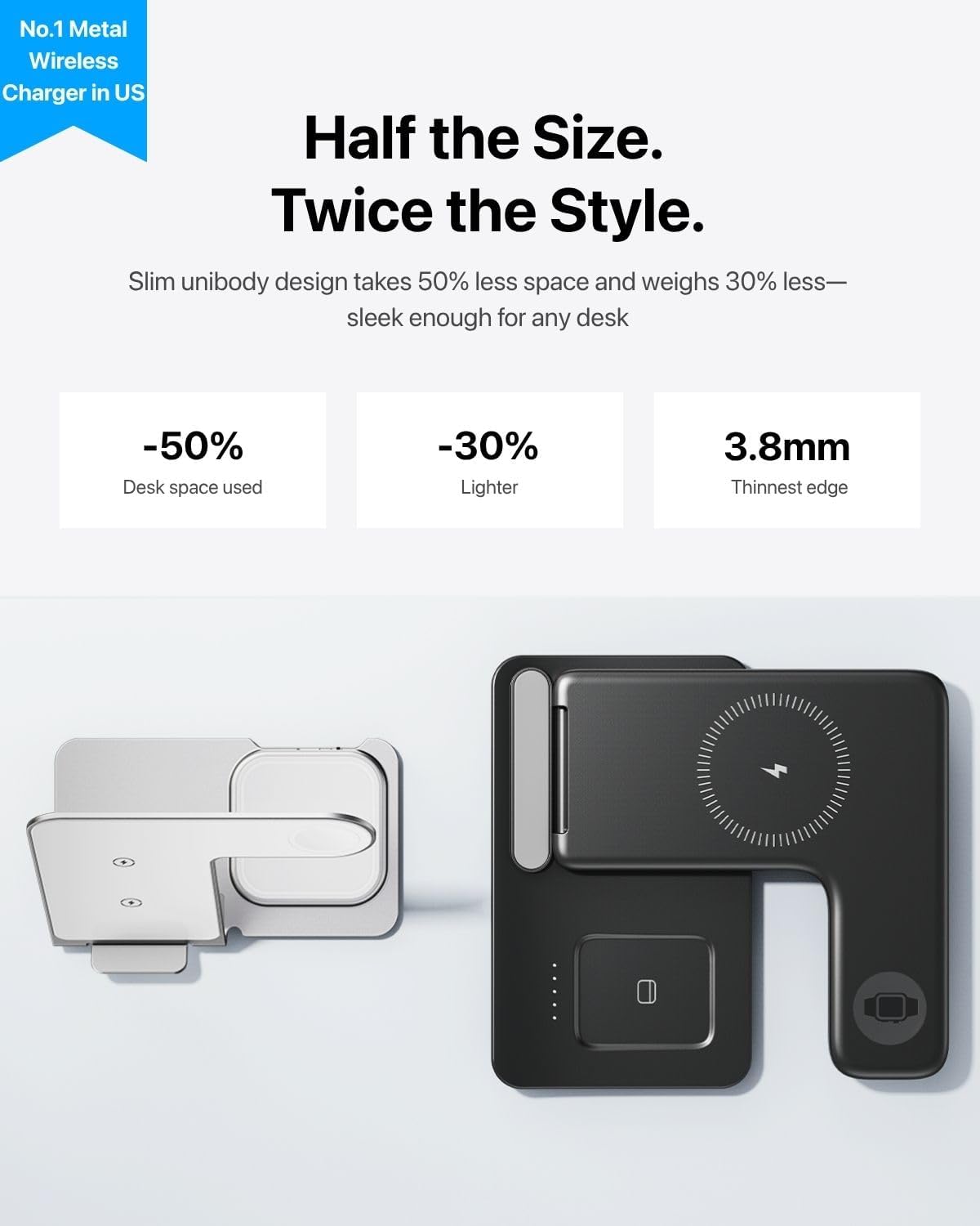 Intoval 3 in 1 Wireless Charger for iPhone 17/16/15/14/13/12,Wireless Charging Station for Apple Devices, Aluminum Charging Stand for iWatch 11 10 9 Ultra 3/2 SE 3/2,for AirPods 4 3 2 Pro 3/2