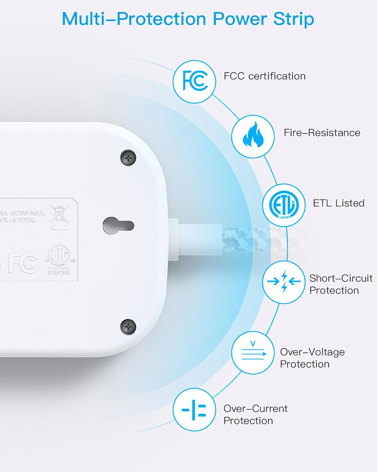 Cruise Essentials 2026,One Beat Travel Power Strip with USB C,Flat Plug Extension Cord with 3 Outlets 4 USB Ports(2 USB C),6 ft Desk Wall Outlet Extender,Non Surge Protector for Cruise,Dorm Room,ETL
