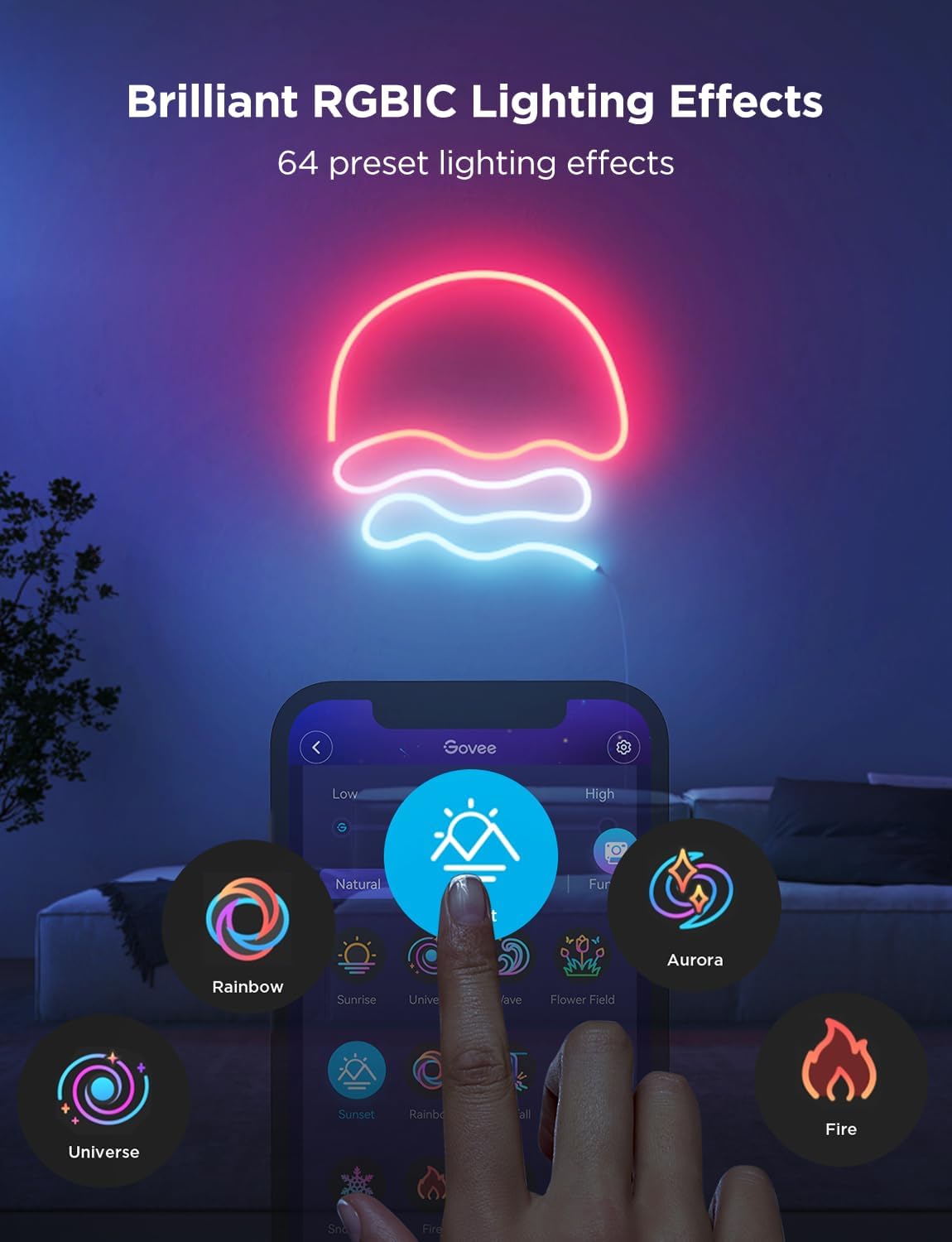 Govee RGBIC Neon Lights 32.8ft Works with Matter, Alexa, Google Assistant