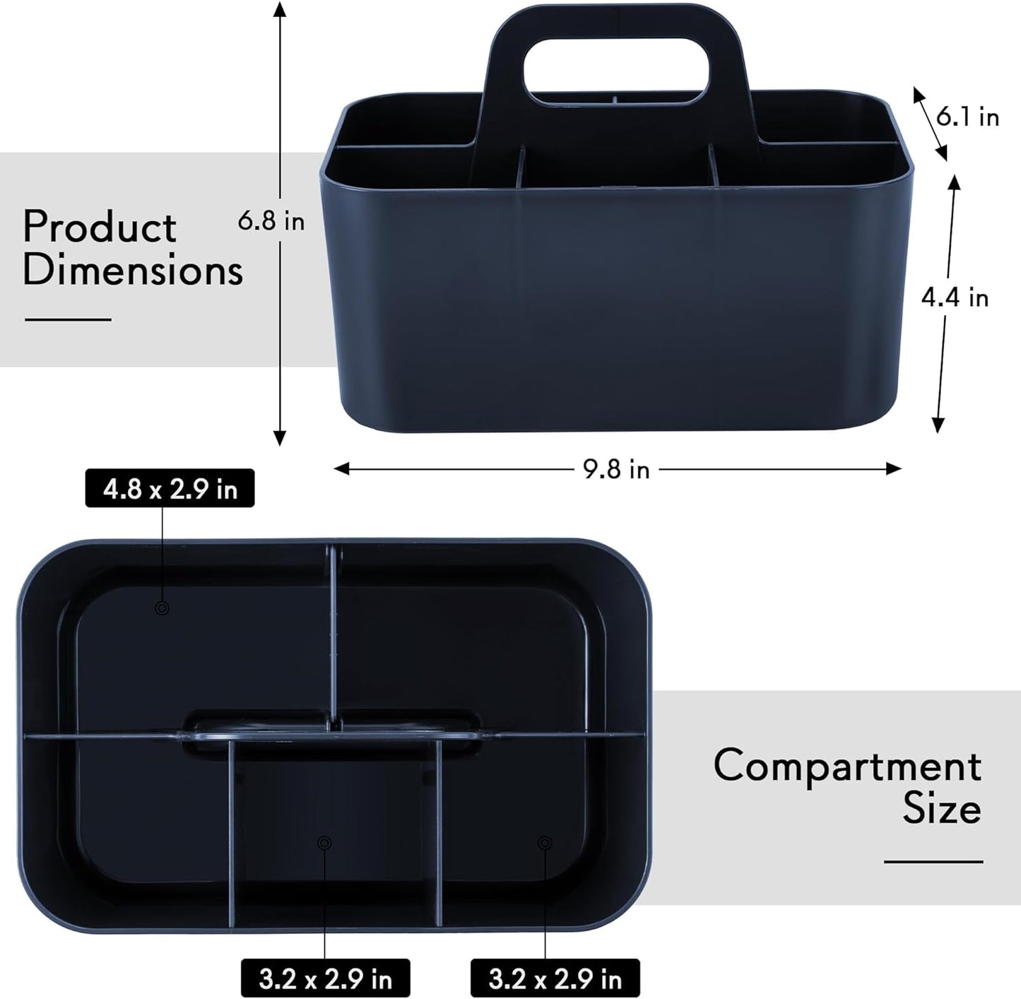 Tiawudi Multipurpose Caddy Organizer, Plastic Caddy with Handle, Stackable Desk Organizer for Stationery, Marker and Pencil, Office Supplies Organizer, Dorm Caddy