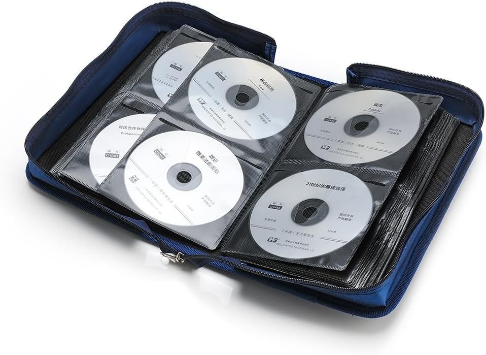 CCidea CD Case DVD Storage Holder, 128 Capacity DVD Cases Organizer CD Plastic Protective Carrying Binder,Portable Cd Wallet for Home Travel (Blue), 128-blue, L11 xW 6 x H3.5 INCH, Beauty Case