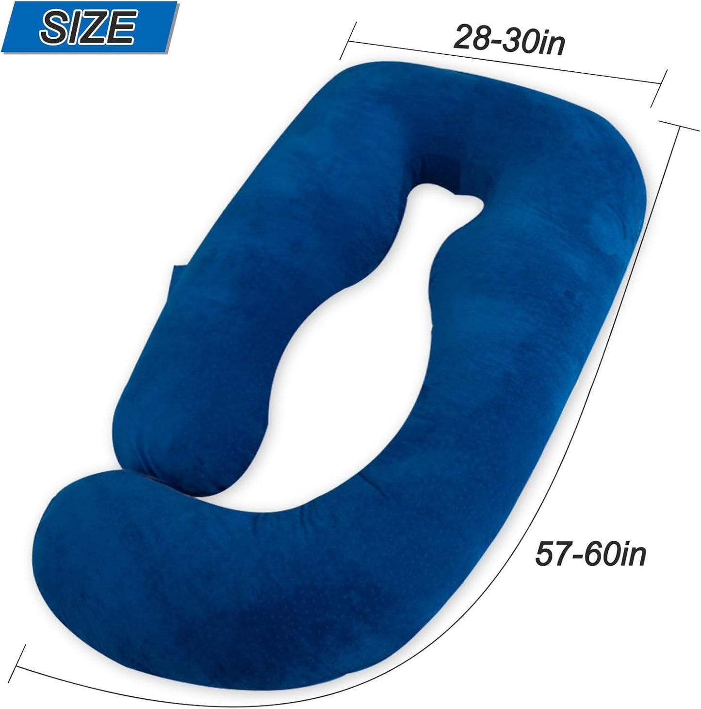 60 Inch Pregnancy Pillows for Sleeping, Extra Large U Shaped Body Pillow, Pregnancy Pillow, Maternity Pillow for Pregnant Women with Velour Cover (Blue)