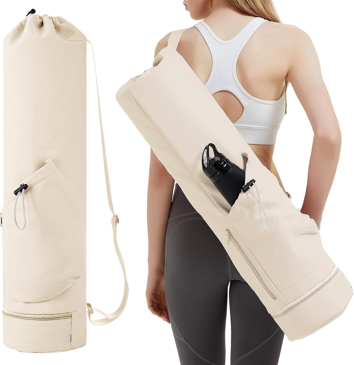 sportsnew Yoga Mat Bag with Water Bottle Pocket & Wet Pocket for Women