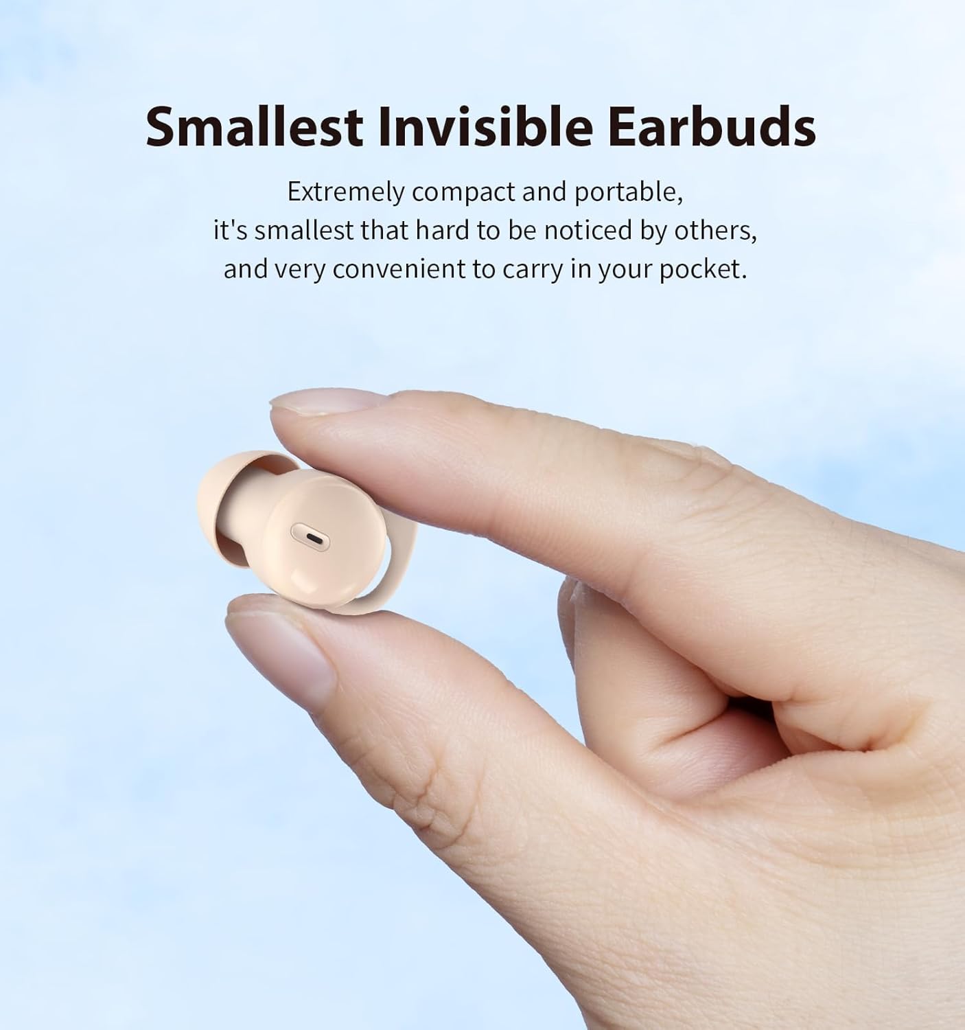 Invisible Sleep Headphones,Sleep Earbuds for Side Sleepers,Small Comfortable Fit Noise Blocking Sleep Earbuds,Bluetooth 5.3 Wireless Earphones, in-Ear Ear Buds for Sleeping (Beige)