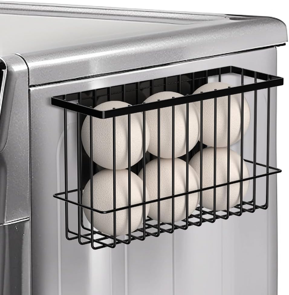 Moryimi Magnetic Dryer Ball Holder for Laundry Room Organization and Storage, Magnetic Lint Bin for Laundry Room, Iron Dryer Ball Container for Laundry Room Storage (No Balls)