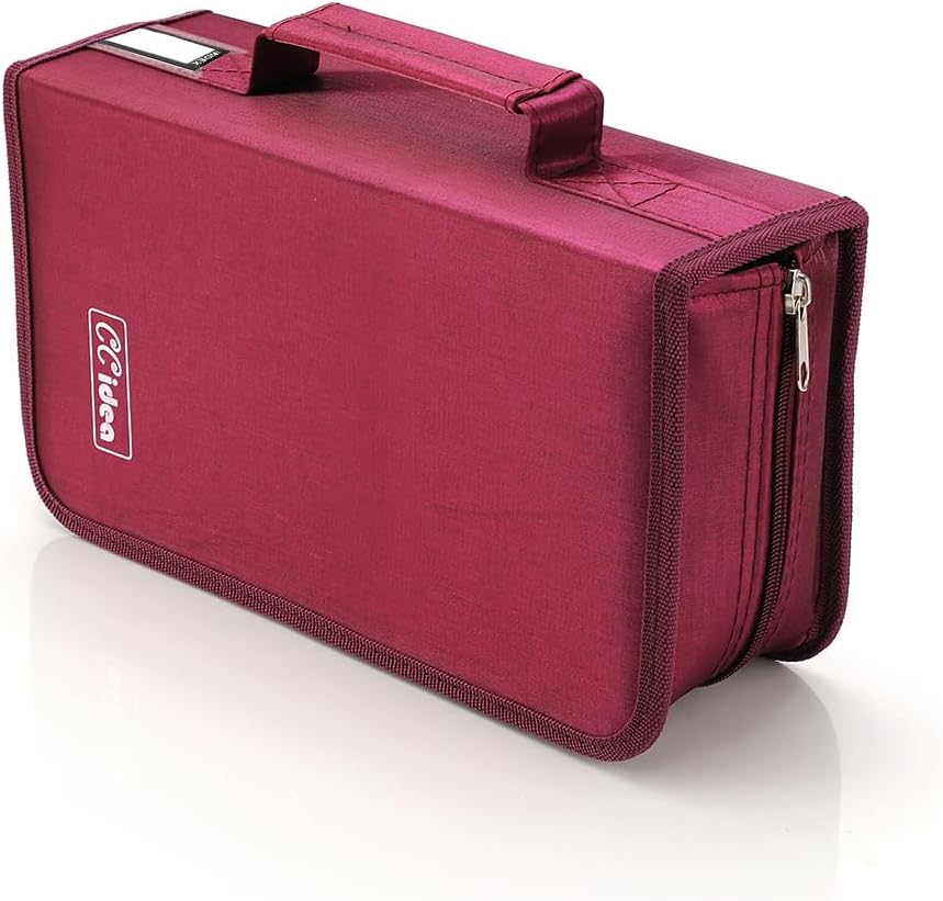 CCidea CD Case DVD Storage Holder, 128 Capacity DVD Cases Organizer CD Plastic Protective Carrying Binder,Portable Cd Wallet for Home Travel (Red), 128-red, L11.4 xW 6.4 x H3.5 INCH, Beauty Case